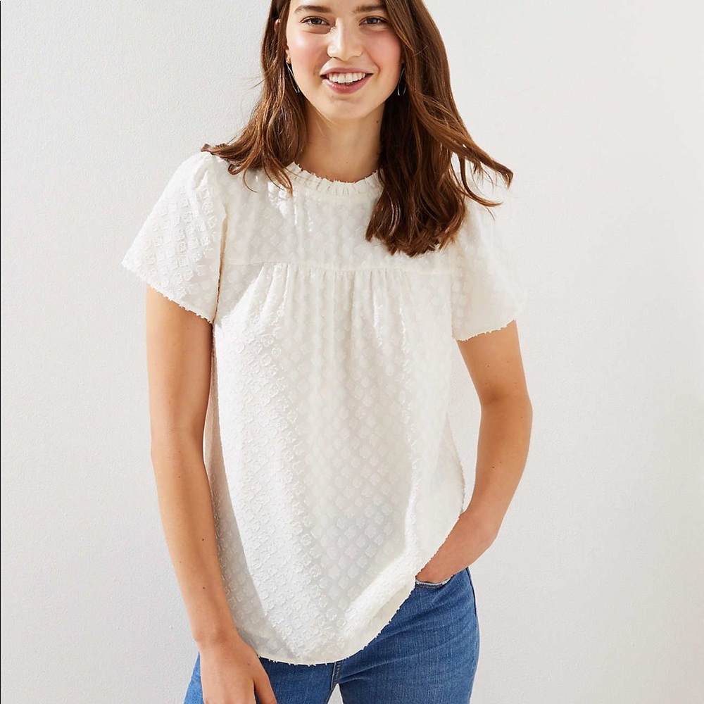 LOFT Jacquard Flutter Sleeve Top